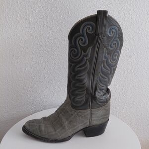 Tony Lama Western Cowboy Rancho Gray/black Leather Boots